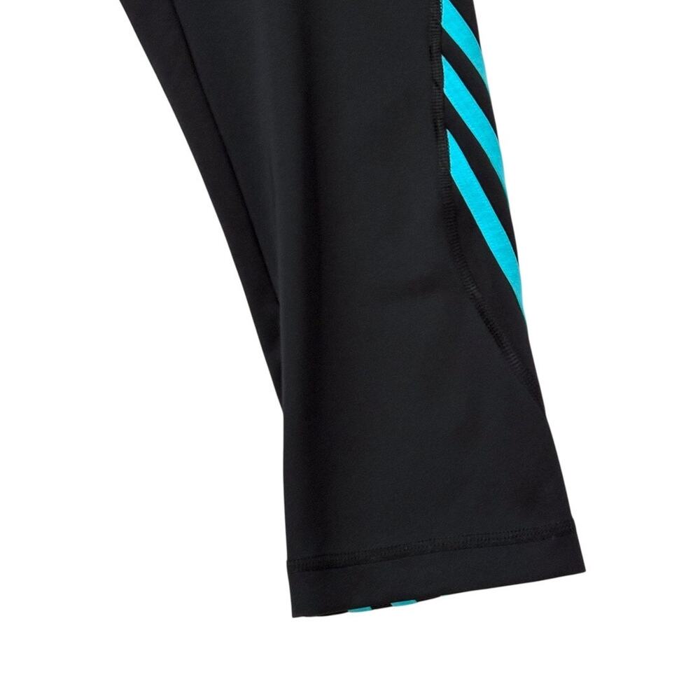 Adidas Cropped Athletic Pants - Medium - Black & Teal - Yoga Gym Active Leggings - Picture 4 of 11